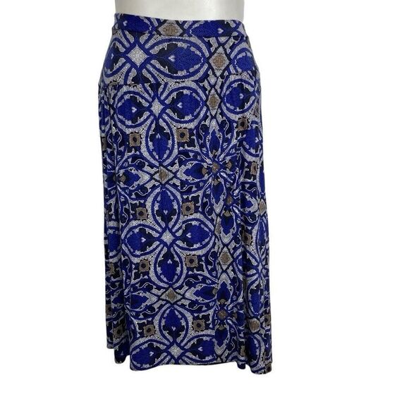 Maeve Anthropologie Cyprus XL Wrap Skirt Blue Motif Boho African Graphic Fits 1X - Picture 5 of 16